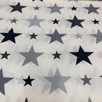 כותנה 250 כוכבים שחור ואפור על רקע לבן