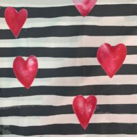 כותנה מודפסת דגם לבבות רוחב 2.5 מטר